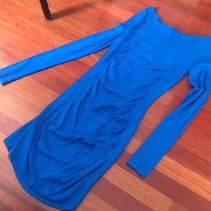 Express blue tight long sleeve dress